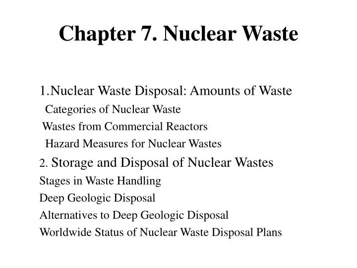 chapter 7 nuclear waste