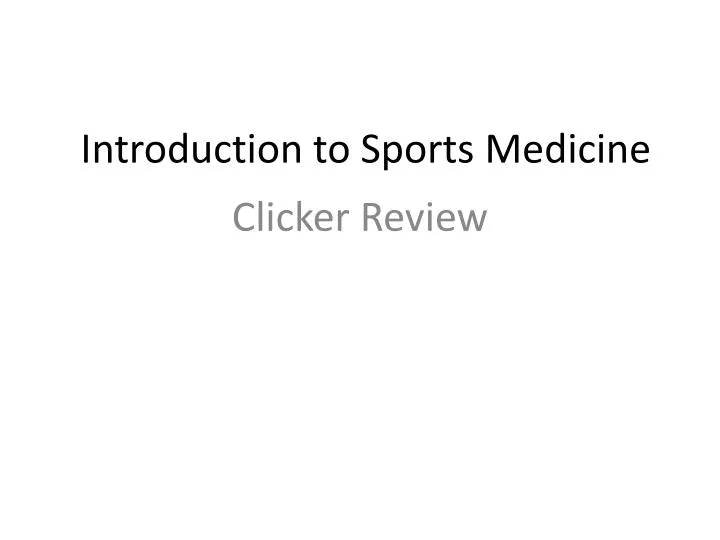 introduction to sports medicine