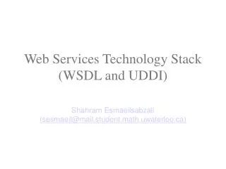 Web Services Technology Stack (WSDL and UDDI)