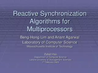 Reactive Synchronization Algorithms for Multiprocessors