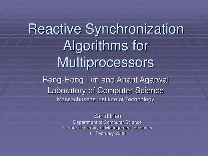 reactive synchronization algorithms for multiprocessors