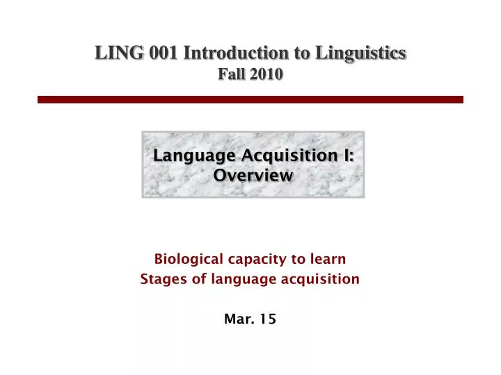 language acquisition i overview