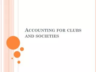 Accounting for clubs and societies