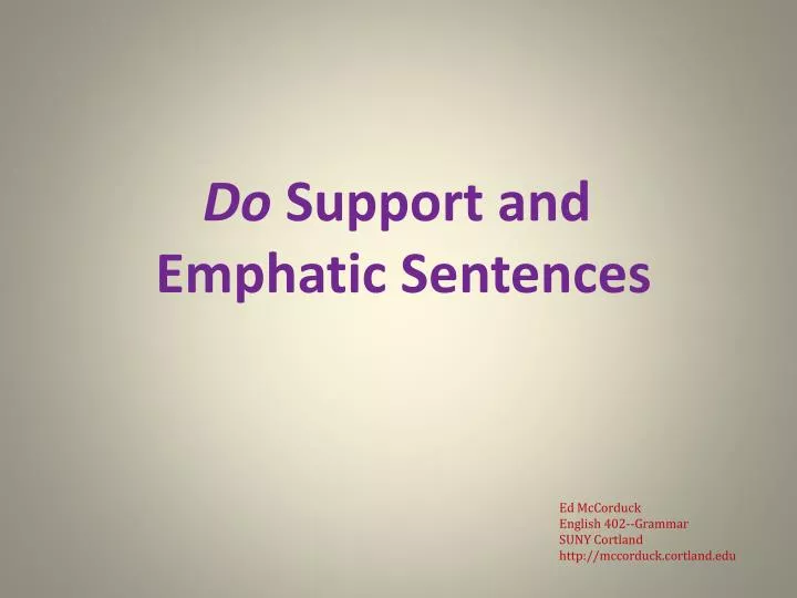 do support and emphatic sentences