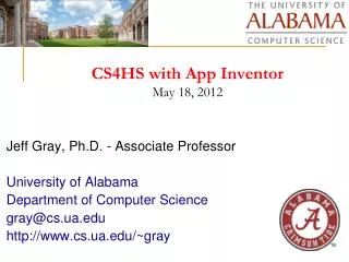 CS4HS with App Inventor May 18, 2012