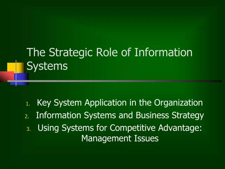 the strategic role of information systems