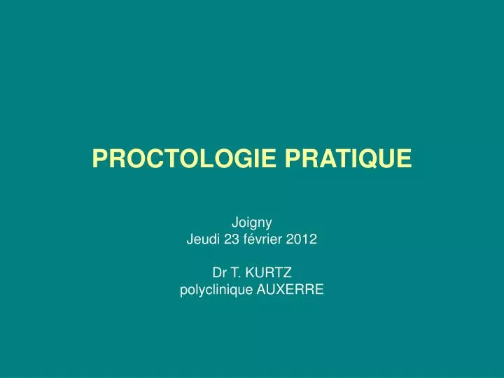 proctologie pratique