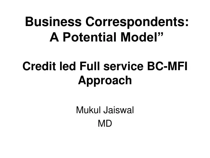 credit led full service bc mfi approach