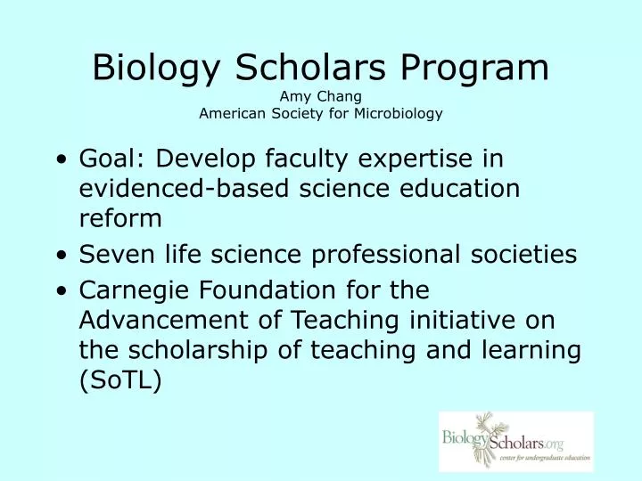 biology scholars program amy chang american society for microbiology
