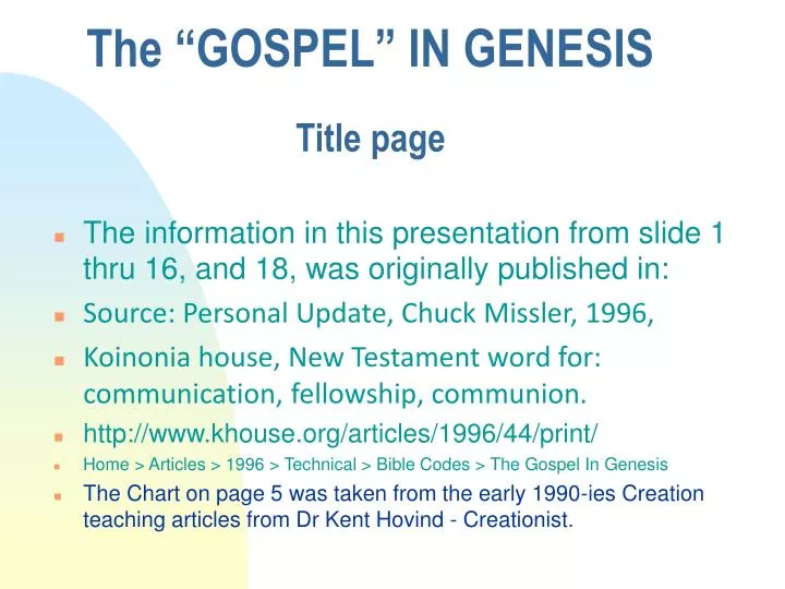the gospel in genesis