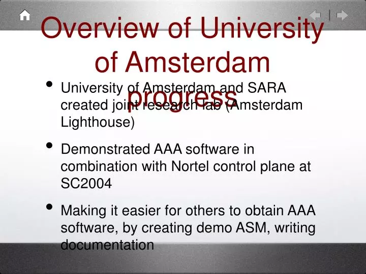 overview of university of amsterdam progress