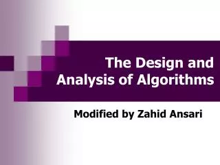 PPT - The Design And Analysis Of Algorithms PowerPoint Presentation ...