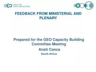 FEEDBACK FROM MINISTERIAL AND PLENARY