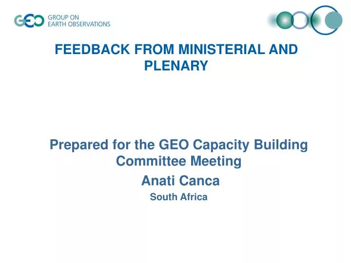 feedback from ministerial and plenary