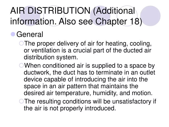 air distribution additional information also see chapter 18