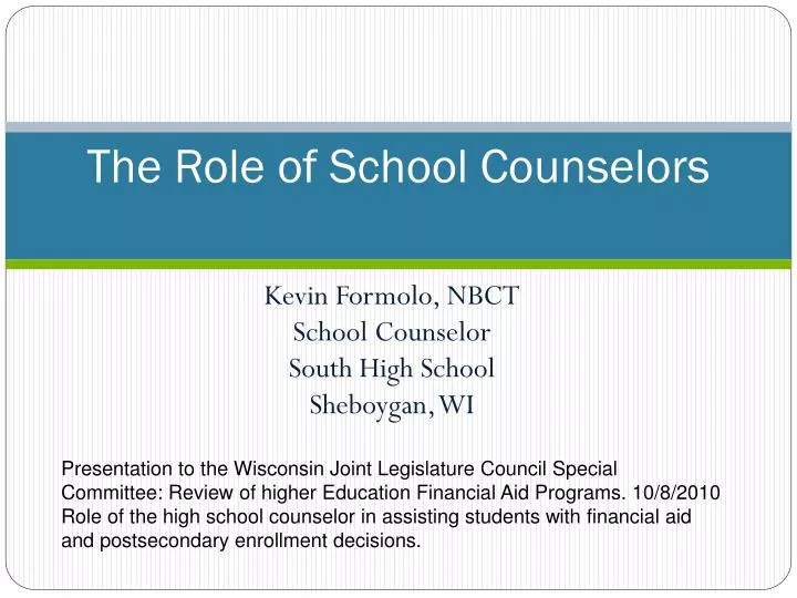 the role of school counselors