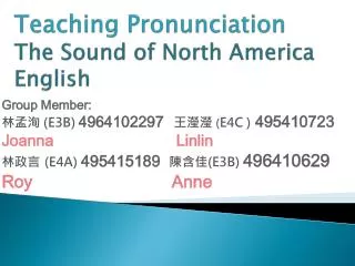 Teaching Pronunciation The Sound of North America English