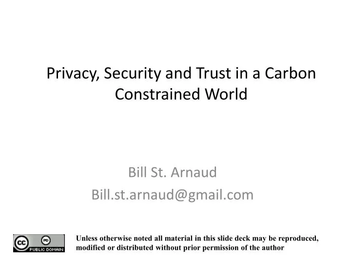 privacy security and trust in a carbon constrained world
