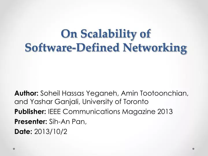 on scalability of software defined networking