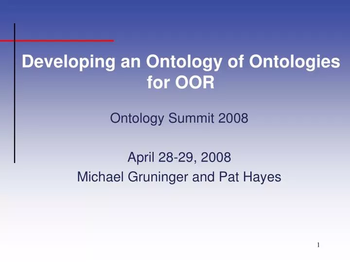 developing an ontology of ontologies for oor