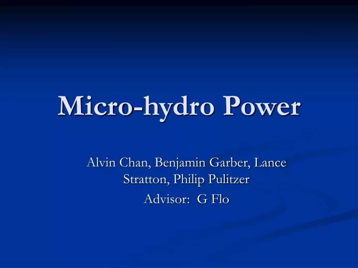 micro hydro power