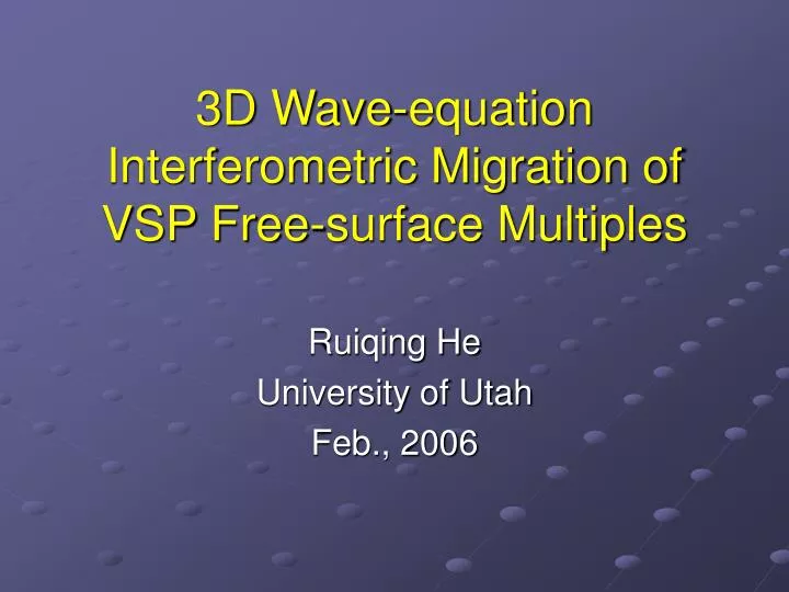 3d wave equation interferometric migration of vsp free surface multiples
