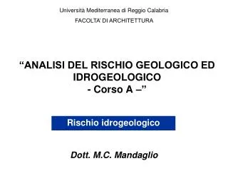 analisi del rischio geologico ed idrogeologico corso a