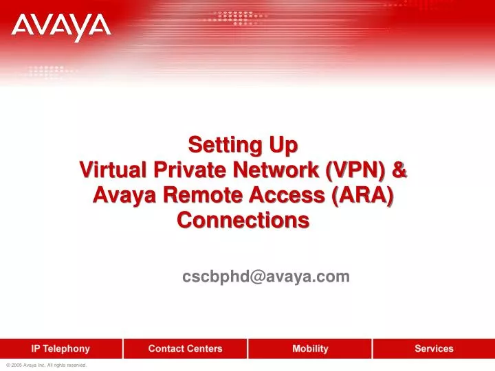setting up virtual private network vpn avaya remote access ara connections
