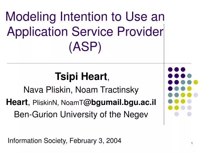 modeling intention to use an application service provider asp