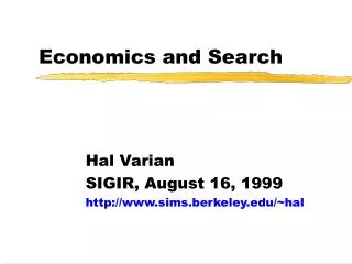 Economics and Search