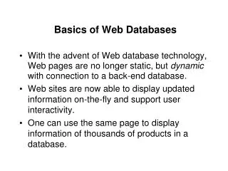 Basics of Web Databases
