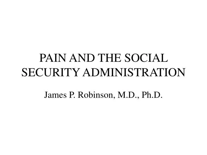 pain and the social security administration