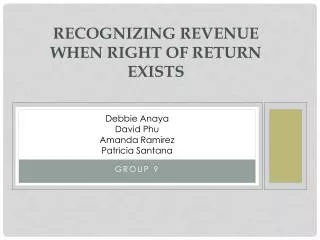 Recognizing Revenue When Right of Return Exists