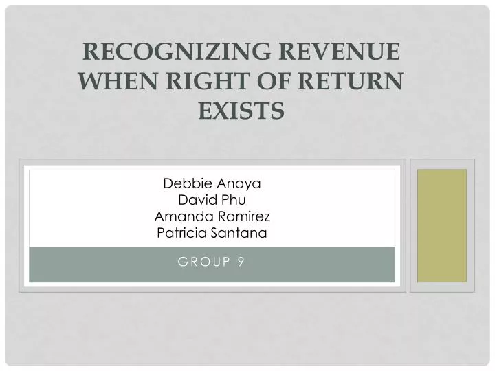 recognizing revenue when right of return exists