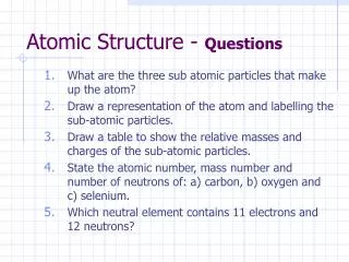 Atomic Structure - Questions