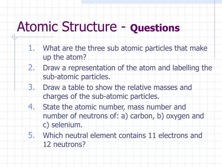 atomic structure questions