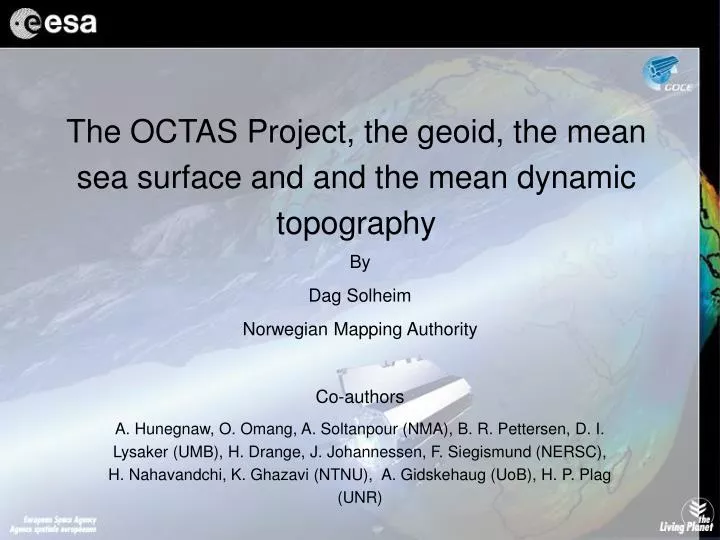 the octas project the geoid the mean sea surface and and the mean dynamic topography