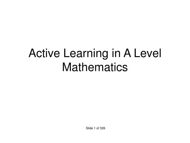 active learning in a level mathematics