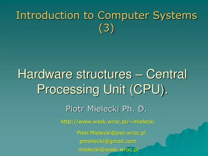hardware structures central processing unit cpu