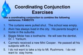 Coordinating Conjunction Exercises