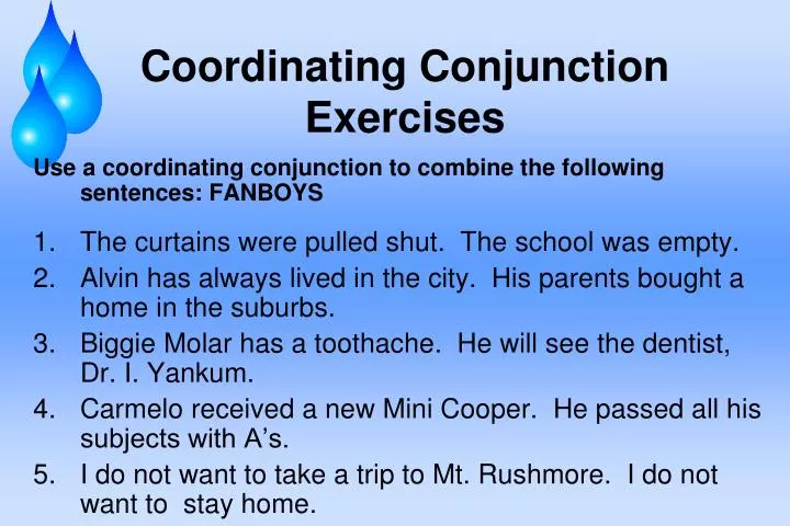 coordinating conjunction exercises