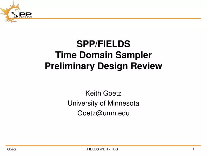 spp fields time domain sampler preliminary design review