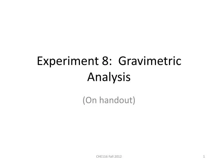 experiment 8 gravimetric analysis