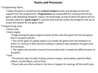 Teams and Processes