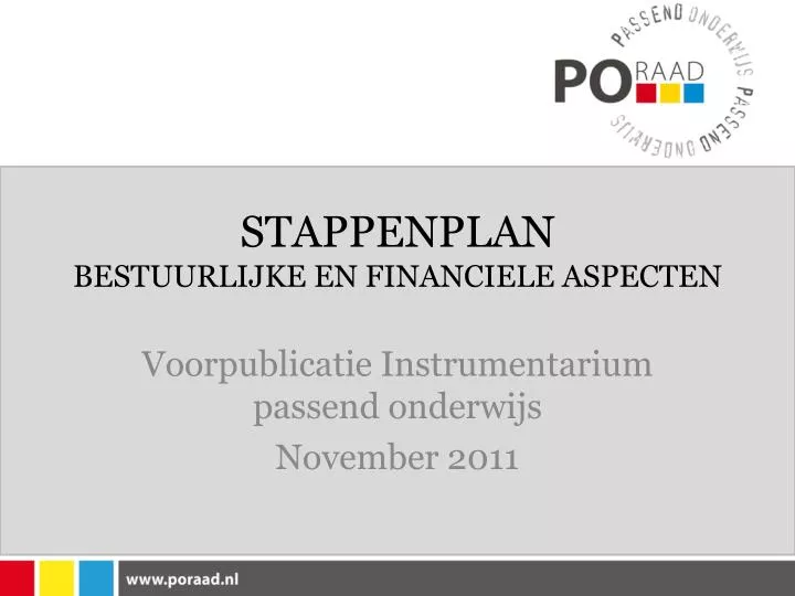 stappenplan bestuurlijke en financiele aspecten