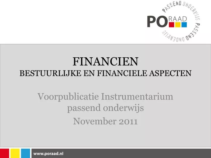 financien bestuurlijke en financiele aspecten