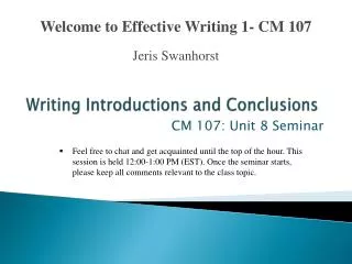 Writing Introductions and Conclusions