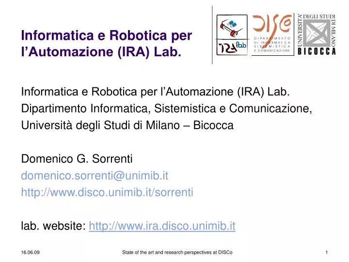 informatica e robotica per l automazione ira lab