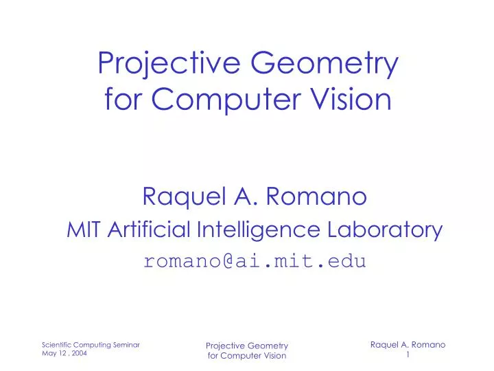 projective geometry for computer vision