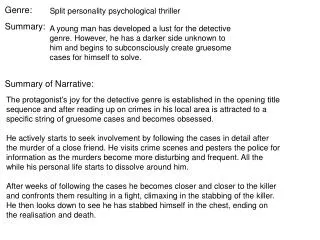Split personality psychological thriller